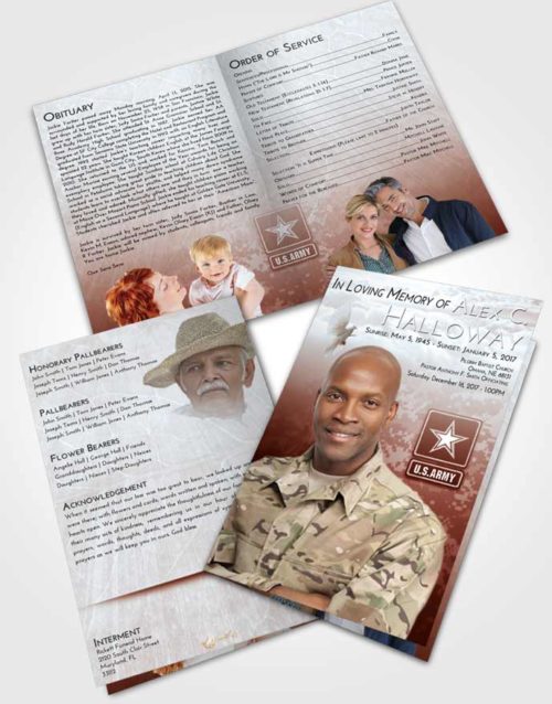 Bifold Order Of Service Obituary Template Brochure Ruby Love Army Duty