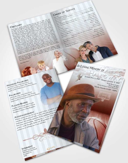 Bifold Order Of Service Obituary Template Brochure Ruby Love Basketball Dreams