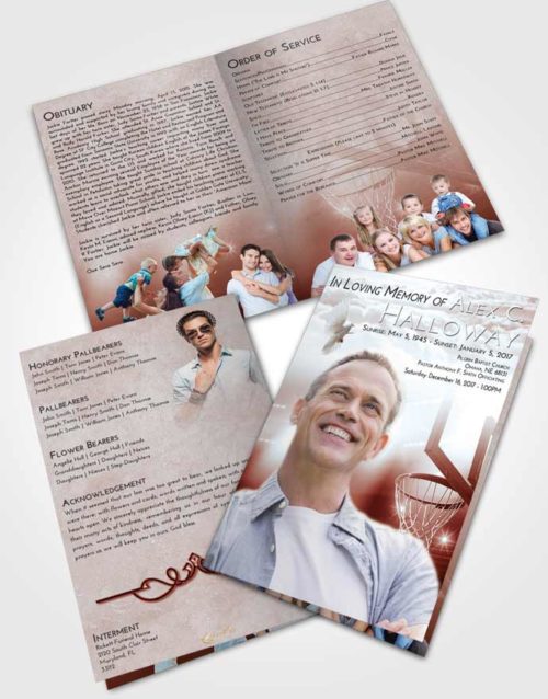 Bifold Order Of Service Obituary Template Brochure Ruby Love Basketball Pride