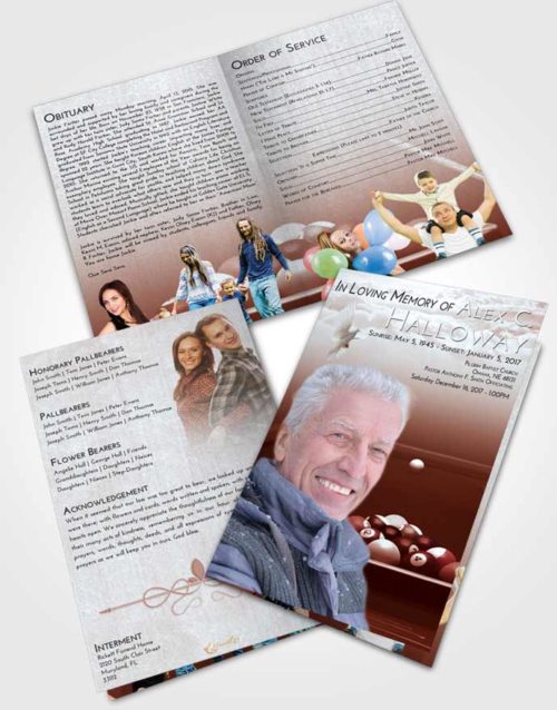 Bifold Order Of Service Obituary Template Brochure Ruby Love Billiards Pride
