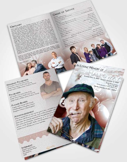 Bifold Order Of Service Obituary Template Brochure Ruby Love Billiards Tournament