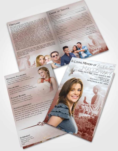 Bifold Order Of Service Obituary Template Brochure Ruby Love Buddha Surprise