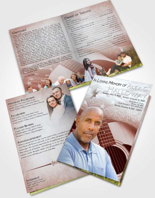 Bifold Order Of Service Obituary Template Brochure Ruby Love Cowboy Heaven