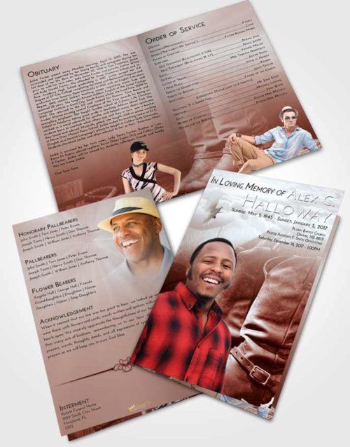Bifold Order Of Service Obituary Template Brochure Ruby Love Cowboy Love