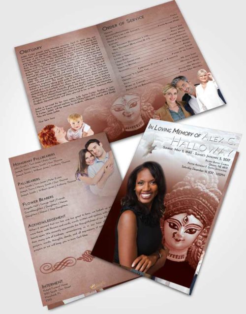 Bifold Order Of Service Obituary Template Brochure Ruby Love Durga Surprise