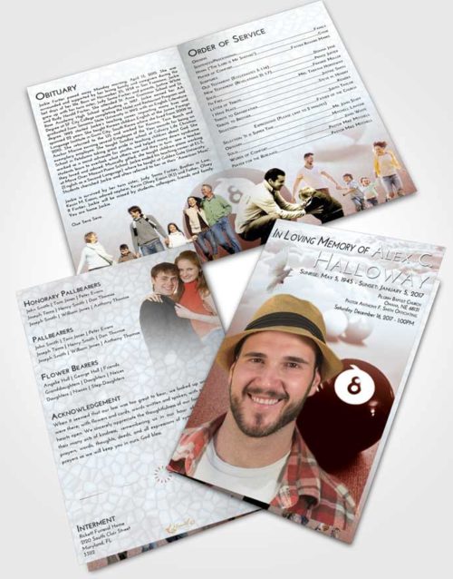 Bifold Order Of Service Obituary Template Brochure Ruby Love Eight Ball