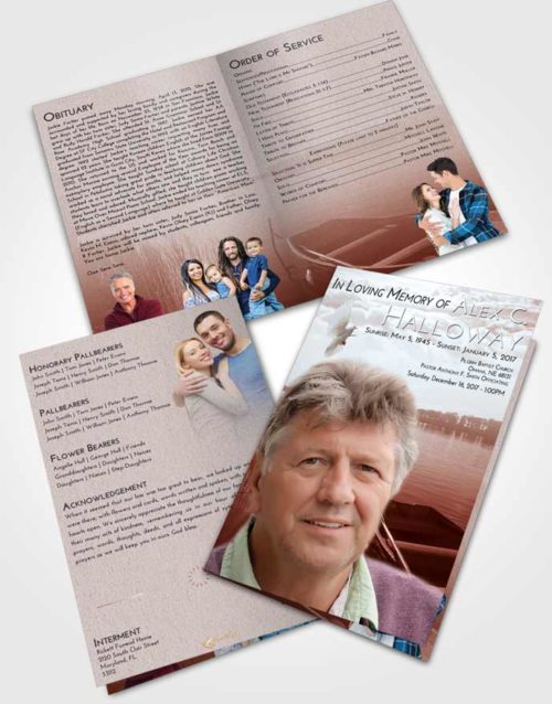 Bifold Order Of Service Obituary Template Brochure Ruby Love Fishing Boat
