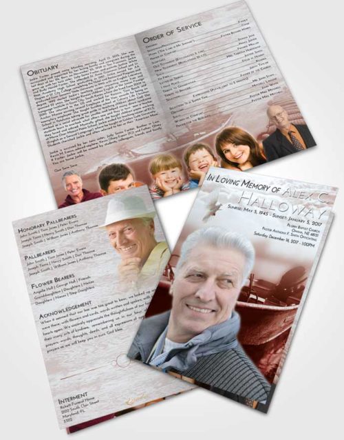 Bifold Order Of Service Obituary Template Brochure Ruby Love Fishing Life