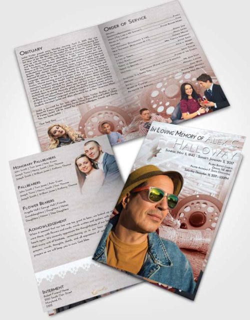 Bifold Order Of Service Obituary Template Brochure Ruby Love Fishing Paradise