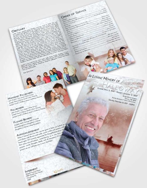 Bifold Order Of Service Obituary Template Brochure Ruby Love Fishing Tranquility
