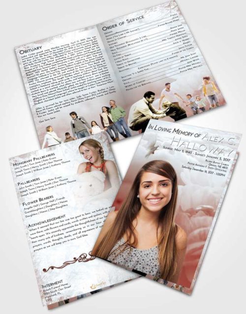 Bifold Order Of Service Obituary Template Brochure Ruby Love Floral Paradise