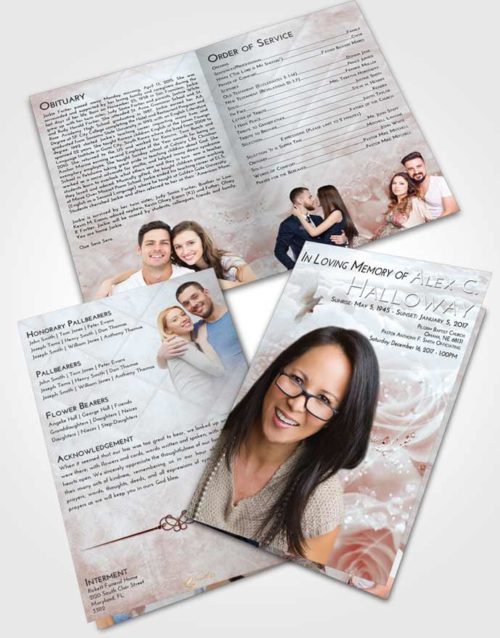 Bifold Order Of Service Obituary Template Brochure Ruby Love Floral Relaxation