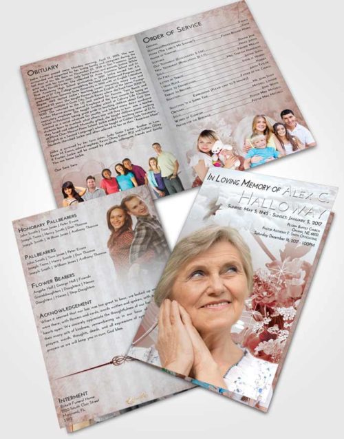 Bifold Order Of Service Obituary Template Brochure Ruby Love Floral Wonderland
