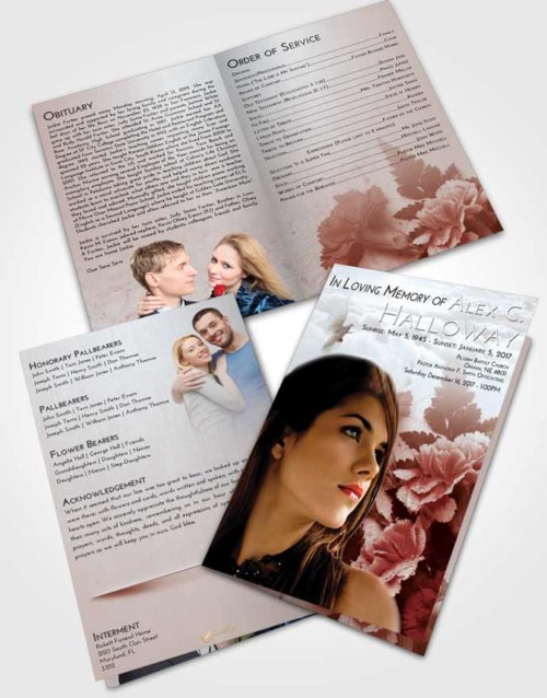 Bifold Order Of Service Obituary Template Brochure Ruby Love Flower Magic