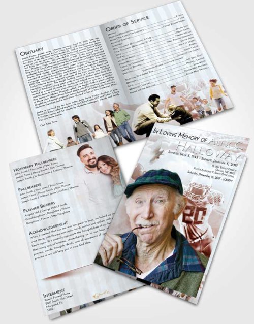 Bifold Order Of Service Obituary Template Brochure Ruby Love Football Honor