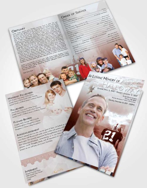 Bifold Order Of Service Obituary Template Brochure Ruby Love Football Victory