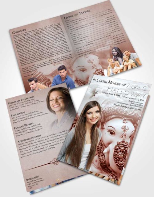 Bifold Order Of Service Obituary Template Brochure Ruby Love Ganesha Desire
