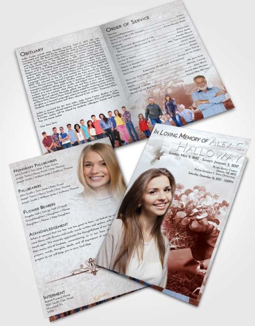 Bifold Order Of Service Obituary Template Brochure Ruby Love Gardening Passion