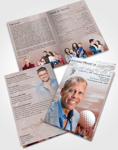Bifold Order Of Service Obituary Template Brochure Ruby Love Golf Serenity