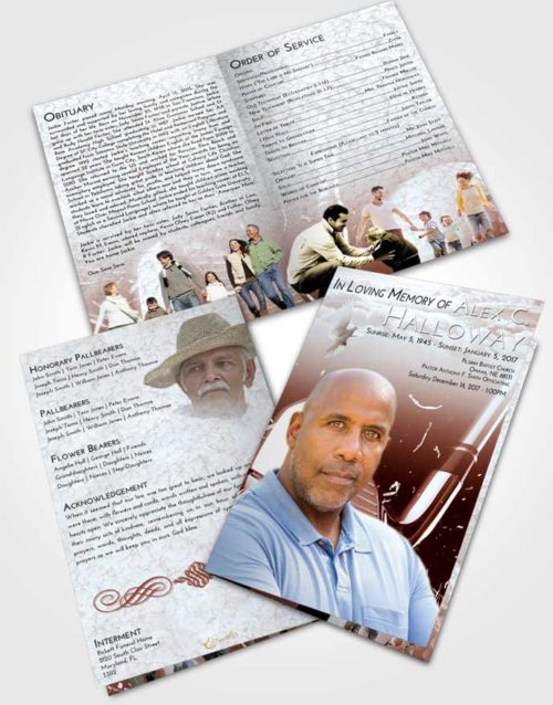 Bifold Order Of Service Obituary Template Brochure Ruby Love Golf Swing