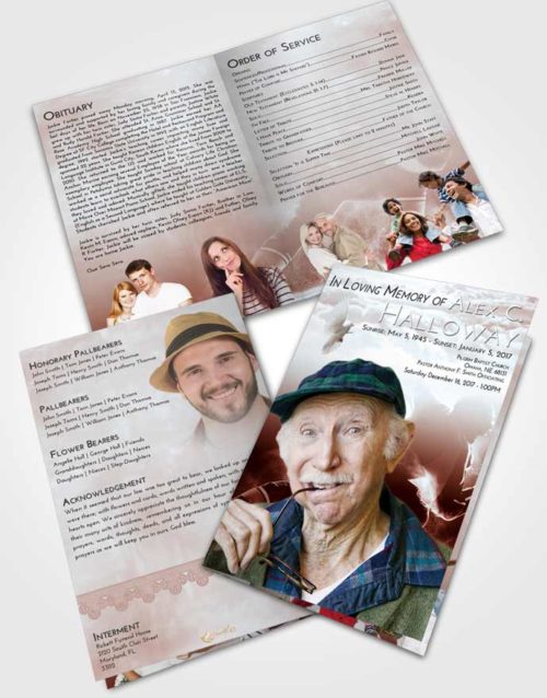 Bifold Order Of Service Obituary Template Brochure Ruby Love Hockey Paradise