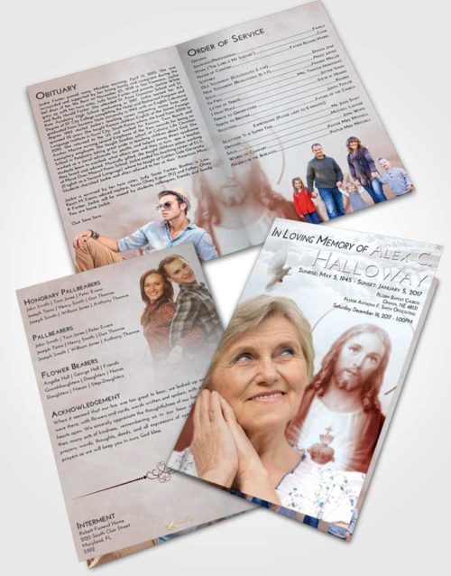 Bifold Order Of Service Obituary Template Brochure Ruby Love Jesus our Lord