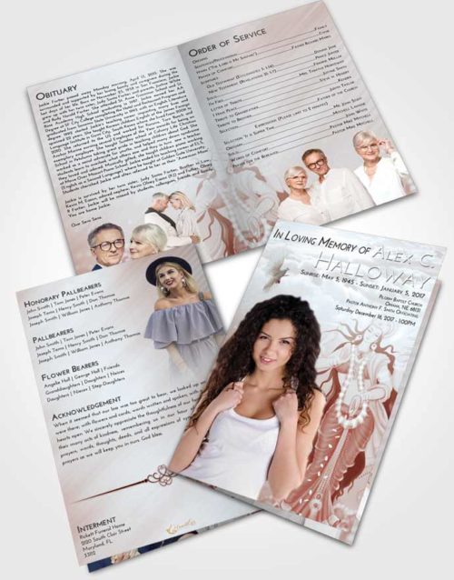 Bifold Order Of Service Obituary Template Brochure Ruby Love Lakshmi Divinity