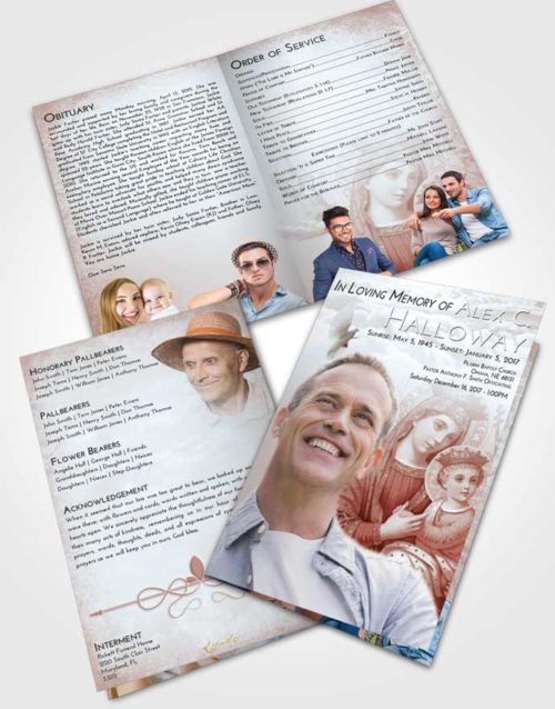 Bifold Order Of Service Obituary Template Brochure Ruby Love Marys Love