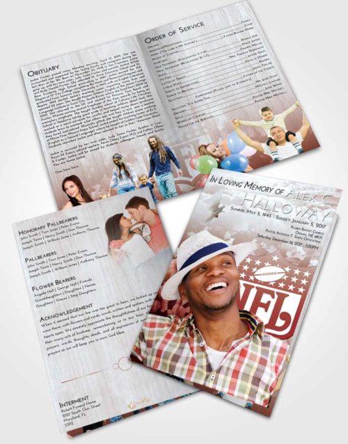 Bifold Order Of Service Obituary Template Brochure Ruby Love NFL Star
