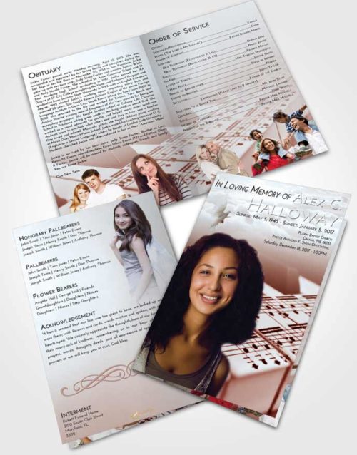Bifold Order Of Service Obituary Template Brochure Ruby Love Piano Desire