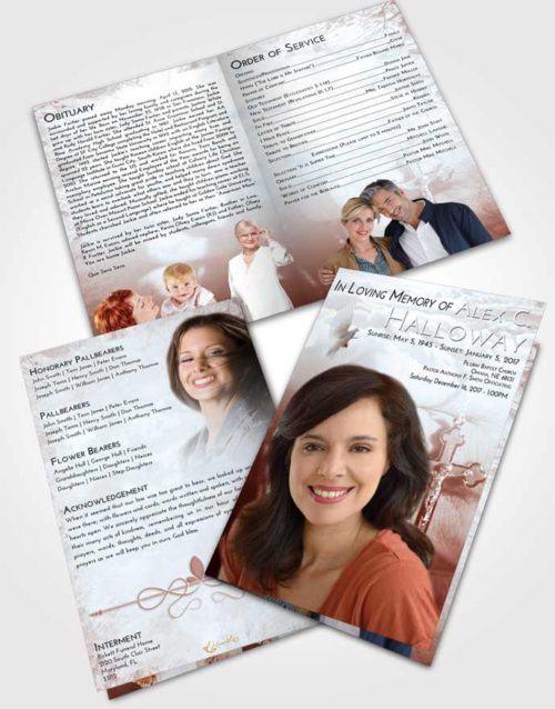 Bifold Order Of Service Obituary Template Brochure Ruby Love Rosary Honor