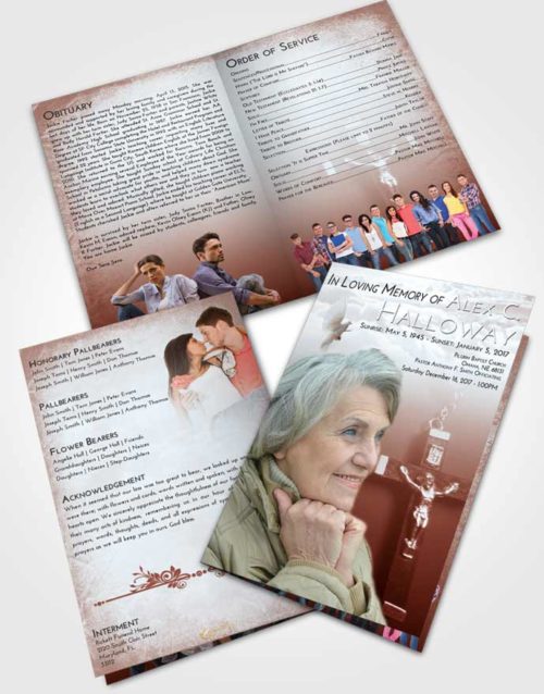 Bifold Order Of Service Obituary Template Brochure Ruby Love Rosary Love