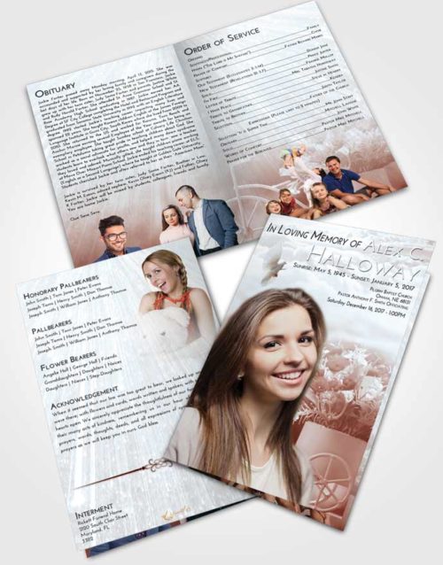 Bifold Order Of Service Obituary Template Brochure Ruby Love Rose Love