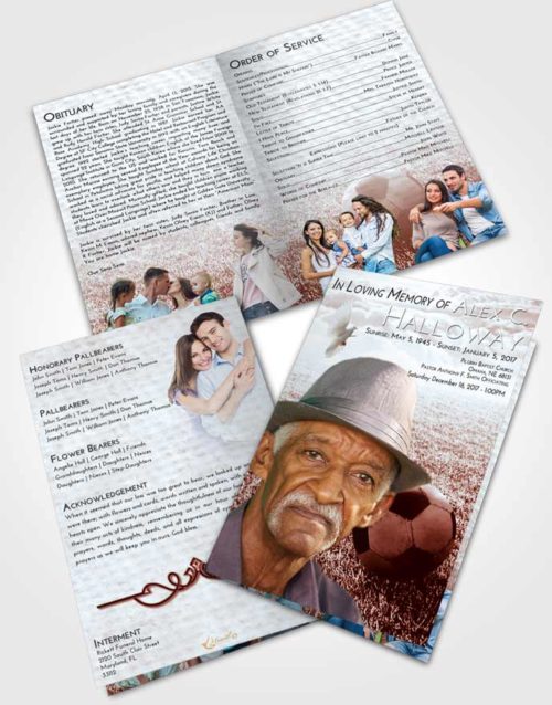 Bifold Order Of Service Obituary Template Brochure Ruby Love Soccer Journey