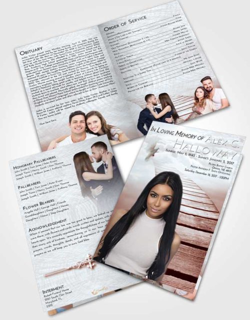Bifold Order Of Service Obituary Template Brochure Ruby Love Stairway to Life