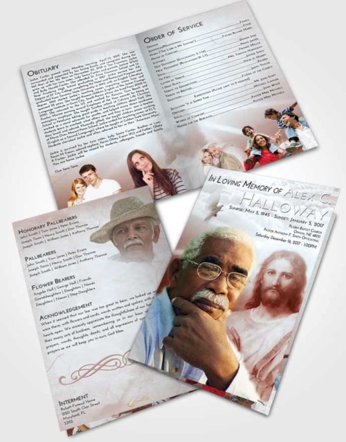 Bifold Order Of Service Obituary Template Brochure Ruby Love Star of Jesus