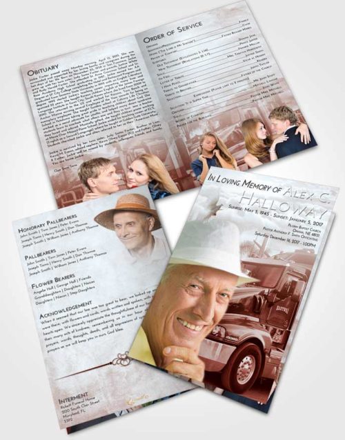Bifold Order Of Service Obituary Template Brochure Ruby Love Trucker Days