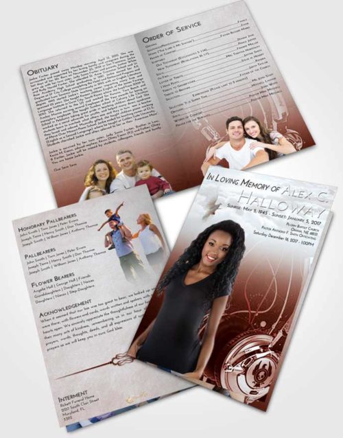 Bifold Order Of Service Obituary Template Brochure Ruby Love Vivace