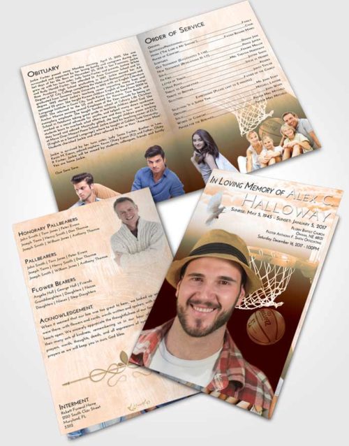 Bifold Order Of Service Obituary Template Brochure Soft Dusk Basketball Journey