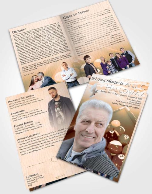 Bifold Order Of Service Obituary Template Brochure Soft Dusk Billiards Rack