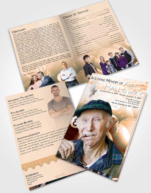 Bifold Order Of Service Obituary Template Brochure Soft Dusk Billiards Tournament