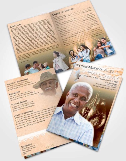 Bifold Order Of Service Obituary Template Brochure Soft Dusk Boxing Serenity