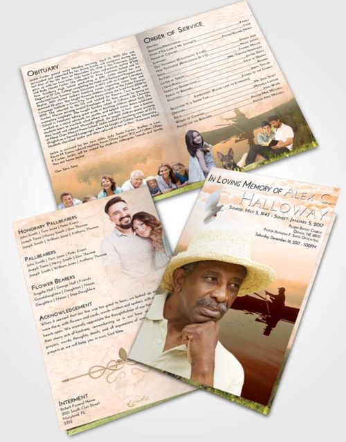 Bifold Order Of Service Obituary Template Brochure Soft Dusk Fish in the Water