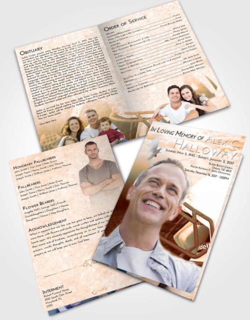 Bifold Order Of Service Obituary Template Brochure Soft Dusk Football Party