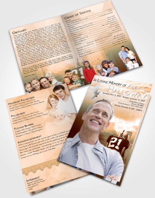 Bifold Order Of Service Obituary Template Brochure Soft Dusk Football Victory