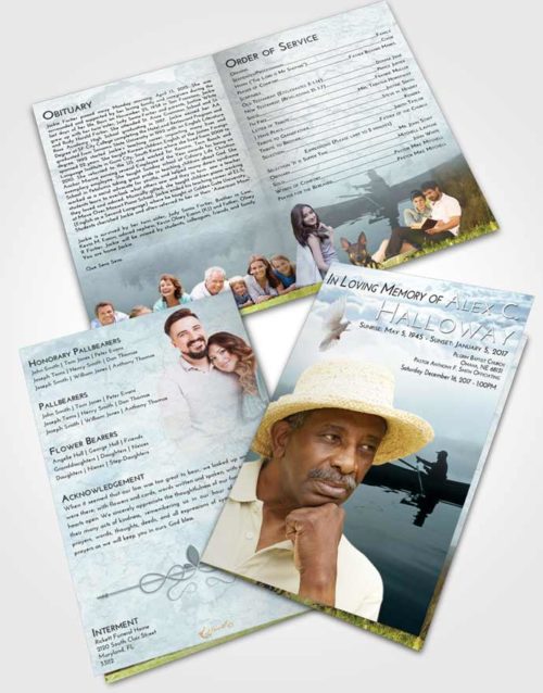 Bifold Order Of Service Obituary Template Brochure Soft Emerald Love Fish in the Water