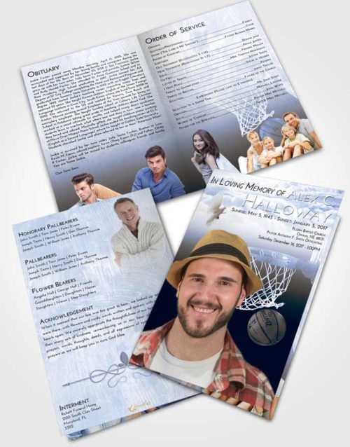 Bifold Order Of Service Obituary Template Brochure Splendid Basketball Journey