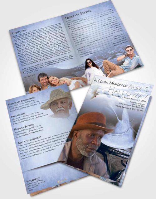 Bifold Order Of Service Obituary Template Brochure Splendid Cowboy Serenity
