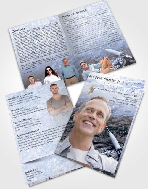 Bifold Order Of Service Obituary Template Brochure Splendid Fishing on the Rocks