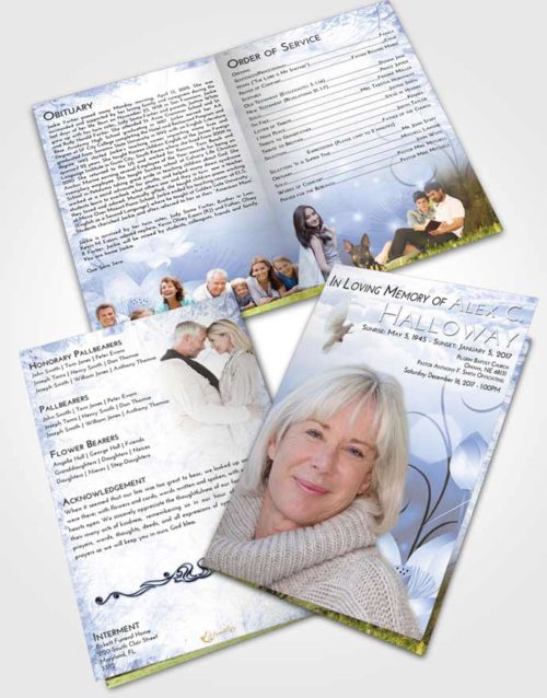 Bifold Order Of Service Obituary Template Brochure Splendid Floral Peace